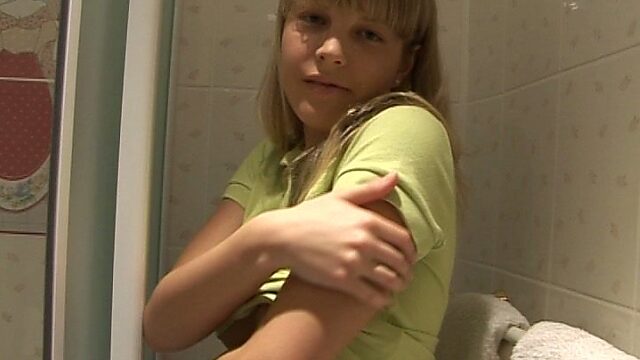 Ardent blond wanker Chanel masturbates with a dildo on the toilet bowl