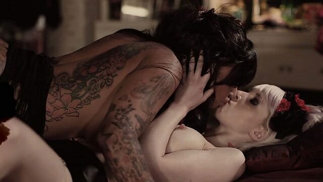 Tattooed lesbians lick each other's delicious pussies like mad