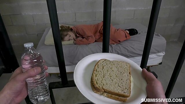 Prison whore Cleo Clementine gives a blwojob and gets fucked for bread and water