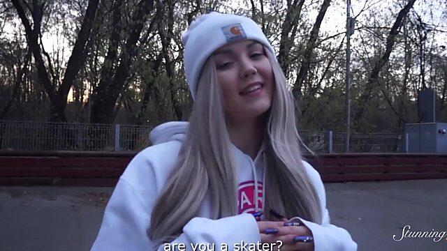 Russian cutie Alexa Mills is getting her tight pussy fucked by skater Alexxx