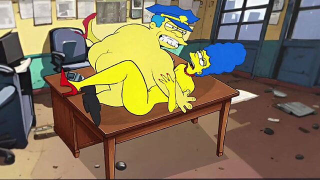 Corrupt police chief Wickham is making Marge work on his dick - Animation