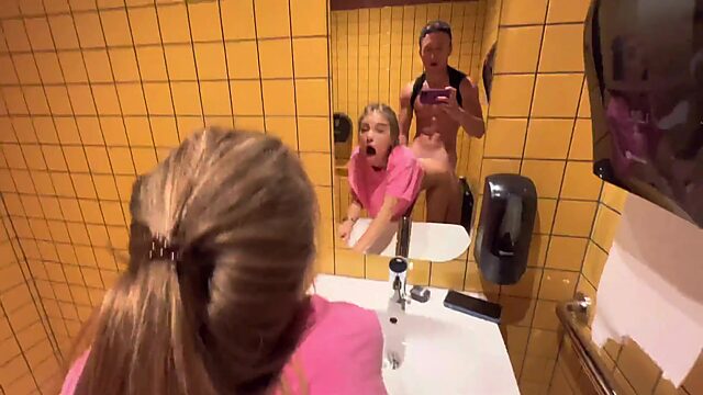 Ukranian Big Ass Blonde Fucked Hard Standing Doggy In Bathroom