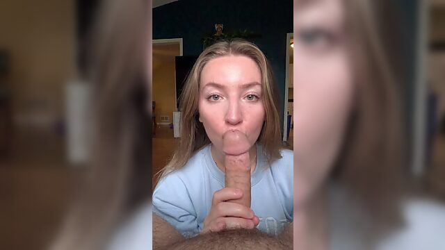 POV Cute Russian Babe Gives Head Until Her Mouth is Full