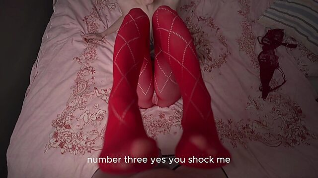 Fetish fuck with pale Russian Blonde in red pantyhose