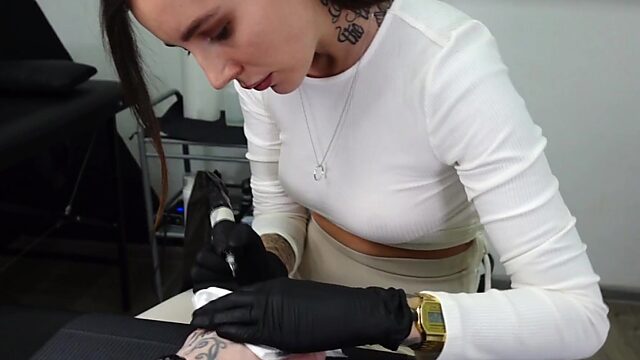 Naughty girl seduces and fucks her client right in a studio POV